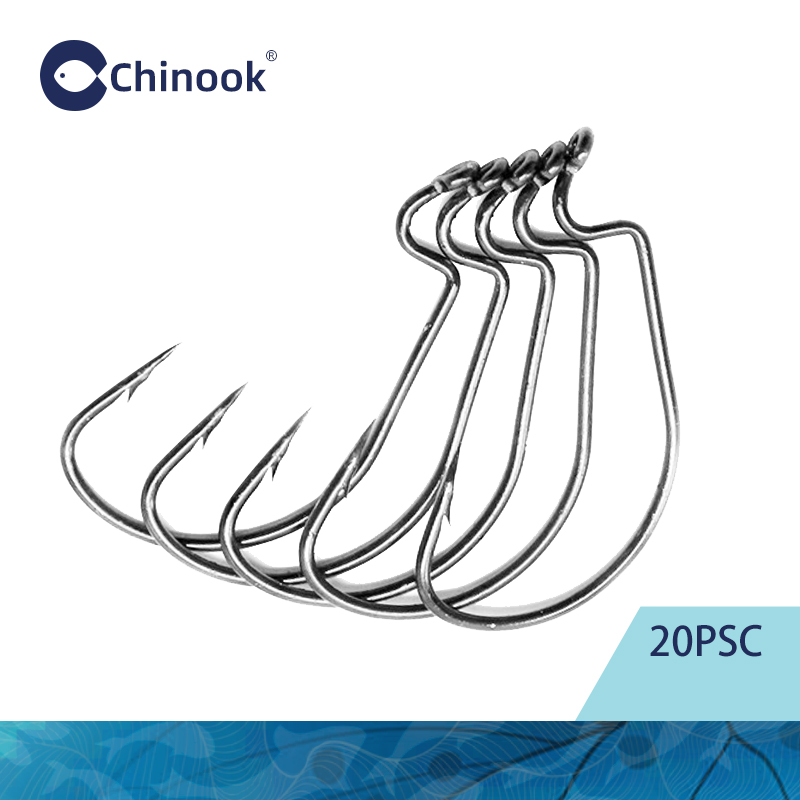 Fishing Hook Offset - Chinook 20 pz Verme largo Gancio