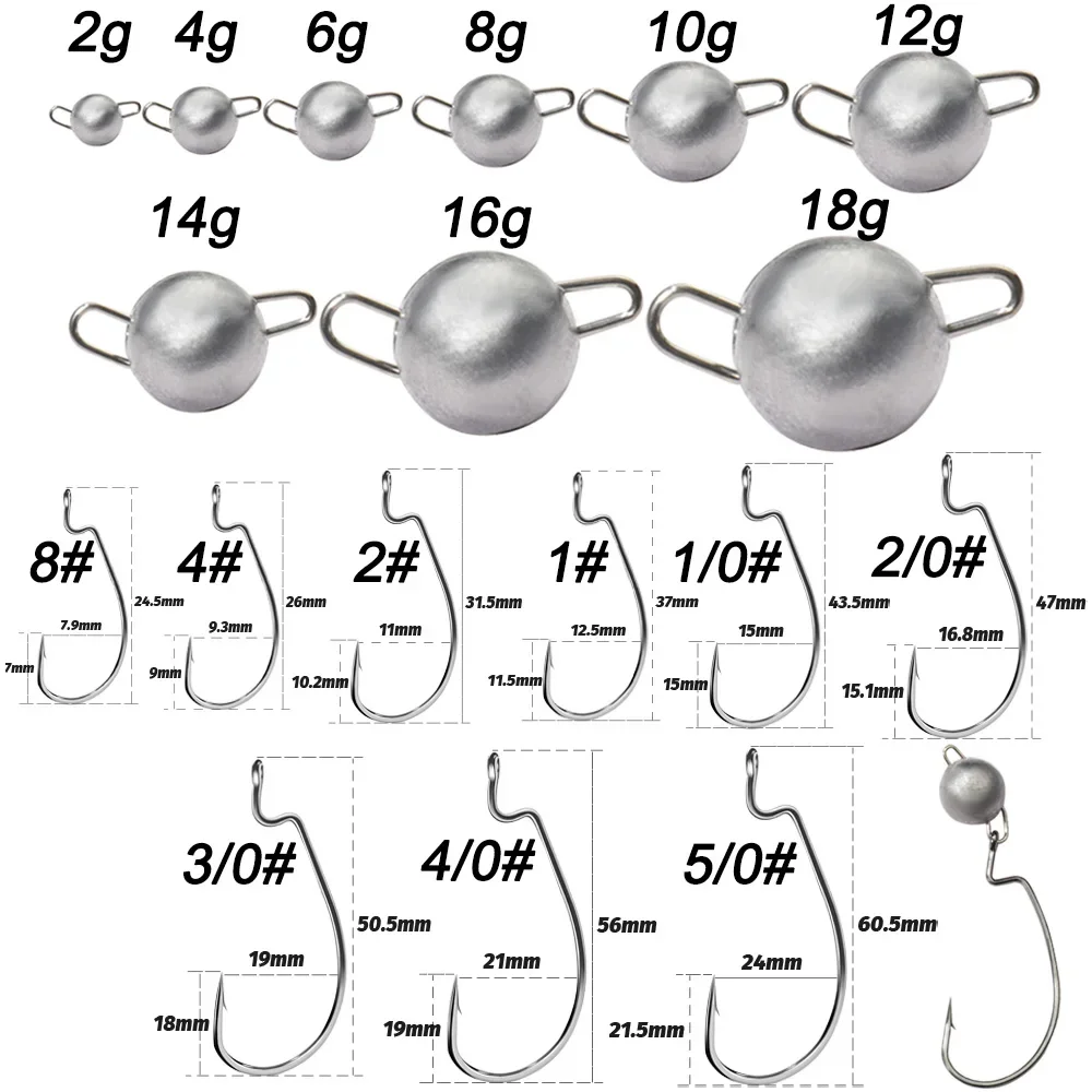 5 pz Metallo Jig Testa Verme G - Fishing Hook Weedless recensione e prezzo